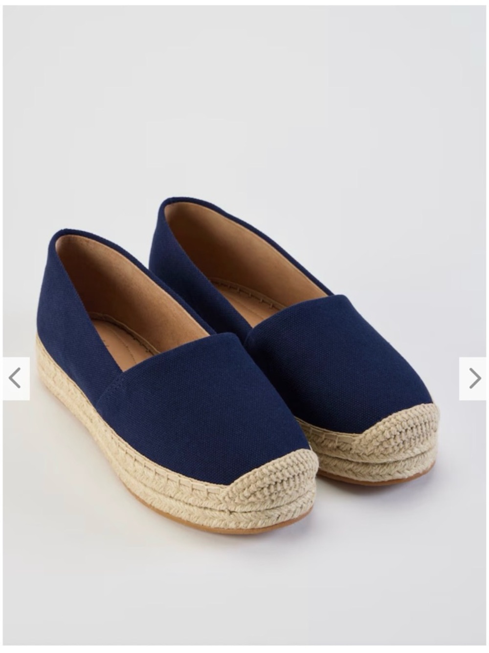 J.Jill Elena Espadrille Flats 7.5 Navy Blue Canvas Jute Slip On Shoes New no box